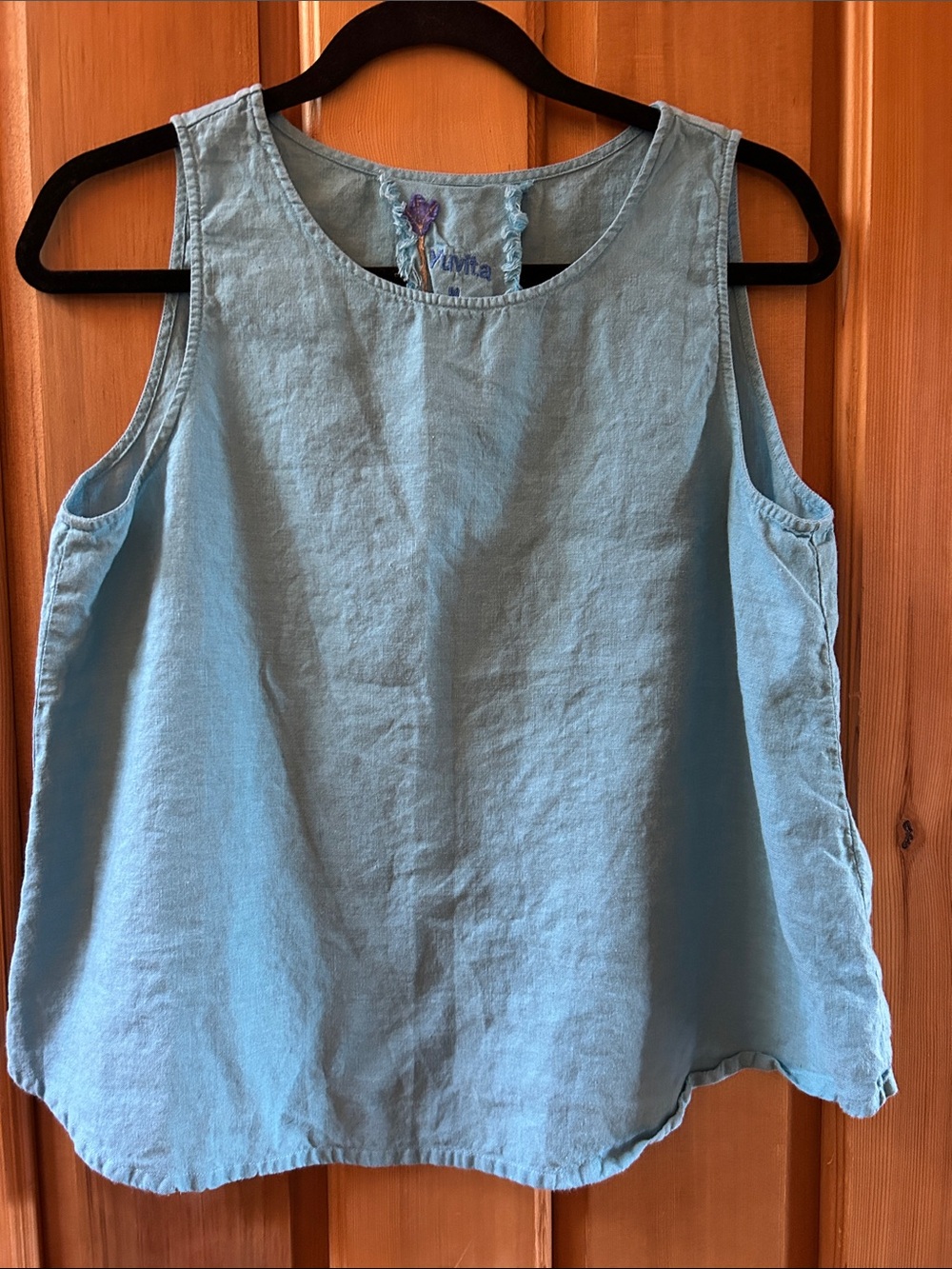 Casual Light Blue Sleeveless Cotton Tank Top